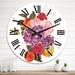 Designart 'Fall Flower Bouquet, Apple Berries And Leaves VII' Traditional wall clock