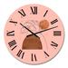 Designart 'Organic Abstract With Tropical Leaf On Pink I' Tropical wall clock