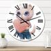 Designart 'Cute White Cat With Heart' Children's Art wall clock
