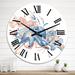 Designart 'Blue Octopus With Pink Flowers' Nautical & Coastal wall clock