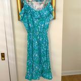 Lilly Pulitzer Dresses | Lilly Pulitzer Strapless Ruffle Dress- Xs | Color: Blue/Green | Size: Xs