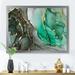 East Urban Home Turquoise & Gray Luxury Abstract Fluid Art I - Print on Canvas Metal in Blue/Gray/Green | 16 H x 32 W x 1 D in | Wayfair