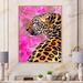 East Urban Home Golden Leopard w/ Black Spots on Pink - Print on Canvas Metal in Brown/Green/Pink | 40 H x 30 W x 1.5 D in | Wayfair