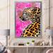 East Urban Home Golden Leopard w/ Black Spots on Pink - Print on Canvas in Brown/Green/Pink | 20 H x 12 W x 1 D in | Wayfair