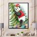 East Urban Home Panda Wearing a Christmas Elf Hat - Painting on Canvas Metal in Black/Green/Red | 32 H x 24 W x 1 D in | Wayfair