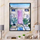 East Urban Home Pink Door of Tropical House - Painting on Canvas Metal in Green/Pink | 40 H x 30 W x 1.5 D in | Wayfair
