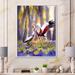 East Urban Home Two Crowned Cranes Dancing in Sunlit Forest Glade - Painting on Canvas Metal in Brown/Green | 40 H x 30 W x 1.5 D in | Wayfair