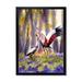 East Urban Home Two Crowned Cranes Dancing in Sunlit Forest Glade - Painting on Canvas Plastic in Brown/Green | 44 H x 34 W x 1.5 D in | Wayfair