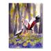 East Urban Home Two Crowned Cranes Dancing in Sunlit Forest Glade - Painting on Canvas Plastic in Brown/Green | 44 H x 34 W x 1.5 D in | Wayfair