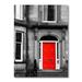 East Urban Home Red Door in Black & White City House - Painting on Canvas Plastic in Black/Red | 44 H x 34 W x 1.5 D in | Wayfair