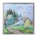 East Urban Home Spring Landscape w/ Little Houses in the Village - Painting on Canvas in Blue/Green | 31.5 H x 31.5 W x 1 D in | Wayfair
