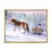 East Urban Home Horse w/ a Sleigh In Snowy Landscape - Painting on Canvas Plastic in Blue/Brown/White | 34 H x 44 W x 1.5 D in | Wayfair