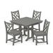 POLYWOOD® Chippendale 5-Piece Farmhouse Trestle Side Chair Outdoor Dining Set Plastic in Gray | 37.63 W x 37.5 D in | Wayfair PWS640-1-GY