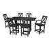 POLYWOOD® Braxton 7-Piece Farmhouse Trestle Counter Set Plastic in Black | 72.25 W x 37.75 D in | Outdoor Furniture | Wayfair PWS510-1-BL