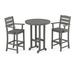 POLYWOOD® Lakeside 3-Piece Round Bar Outdoor Arm Chair Set Plastic in Gray | 35.13 W x 35.13 D in | Wayfair PWS612-1-GY