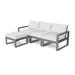 POLYWOOD® EDGE 4-Piece Modular Deep Seating Set w/ Ottoman Plastic in Gray | 32 H x 82.5 W x 57.25 D in | Outdoor Furniture | Wayfair