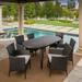 Brayden Studio® Aquinas Oval 6 - Person 69.3" Long Outdoor Dining Set w/ Cushions Wicker/Rattan in Gray | 30 H x 69.3 W x 38.2 D in | Wayfair