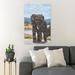 Bungalow Rose Brown Elephant Walking On Brown Sand During Daytime w/ Blue Sky - 1 Piece Rectangle Graphic Art Print On Wrapped Canvas Canvas | Wayfair