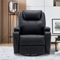 Latitude Run® Swivel Rocker Recliner w/ Massage & Heating Functions, Soft Faux Leather Chair w/ Remote Control & Two Cup Holders | Wayfair