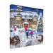 The Holiday Aisle® The Macneil Studio "Santa Stop Here" Canvas Art Canvas, Wood in Blue/White | 24 H x 24 W x 2 D in | Wayfair