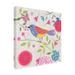 Red Barrel Studio® Farida Zaman "Damask Floral & Bird III" Canvas Art Canvas, Cotton in Blue/Pink/White | 14 H x 14 W x 2 D in | Wayfair