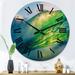 Designart 'Green Barrel Wave At Sunset In Hawaii' Nautical & Coastal wall clock