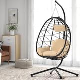 Wicker Swing Chair Hanging Egg Chair with Stand for Indoor/Outdoor