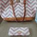 Dooney & Bourke Bags | Coated Cotton Chevron Tote W/Accessories | Color: Pink/White | Size: Os