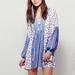 Free People Dresses | Free People | Rain Or Shine Mixed Pattern Long Sleeve Mini Dress | Color: Blue/White | Size: S