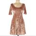 Anthropologie Dresses | 3/$20 Anthro Kimchi Blue Peach Velvet Fit & Flare Dress | Color: Pink/Tan | Size: M
