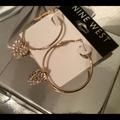 Nine West Jewelry | Beautiful Gold Filled Hoops With Swarovski Crystal Hearts | Color: Gold/Silver | Size: Os