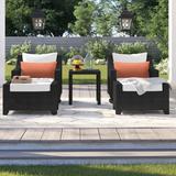 Three Posts™ Northridge 5 Piece Rattan Sunbrella 2 Person Seating Group w/ Cushions Synthetic Wicker/Wicker/Rattan in Brown | Outdoor Furniture | Wayfair