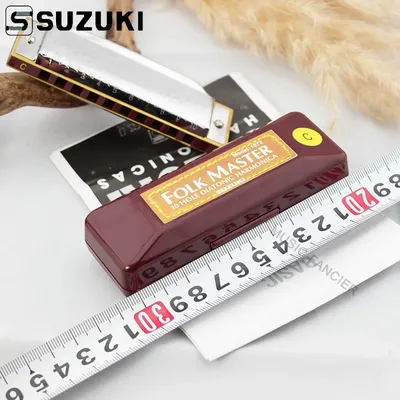 SUZUKI Harmonica New Silver 1072 FolkMaster Harp Diatonic Harmonica10 Hole Blues Gaita Musical