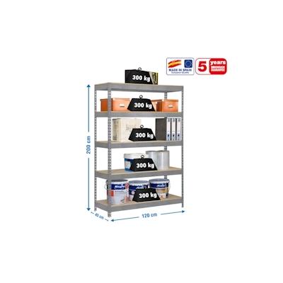 PROREGAL Schwerlastregal WOOD YETI LIGHT FIVE | HxBxT 200x100x60cm | Fachlast 300kg | Verzinkt Image