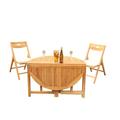 Winston Porter Cimara Round 2 - Person 90" Long Outdoor Dining Set Wood/Teak in Brown/White | 90 W x 48 D in | Wayfair DSSurfliner_48RoundB_3_AA_1