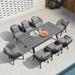 Lark Manor™ Barrus 9 Pieces Patio Dining Sets All-weather Wicker Patio Furniture w/ Large Size Rectangular Table Seating Sets For Garden Backyard Deck Outdoor D | Wayfair