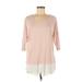 Bobeau Long Sleeve Top Pink Print Scoop Neck Tops - Women's Size Medium