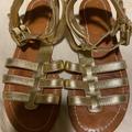 Coach Shoes | Coach Gold Grain Leather Flat Greek Sandals Size 9,5. Fits Size 10 | Color: Gold | Size: 9.5