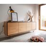 DELIFE Sideboard Stonegrace 200 cm Akazie Natur 4 Türen Steinfurnier V-Fuß, Sideboards