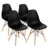 Set of 4 Modern DSW Dining Side Chair Wood Legs - 18" x 19" x 33" (W x D x H)