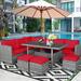 Costway 7 PCS Patio Rattan Dining Set Sectional Sofa Couch Ottoman - See Details