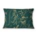 URSULA FLORAL EMERALD AND GOLD Lumbar Pillow By Becky Bailey