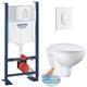 Grohe - Pack Bâti autoportant Rapid sl + Cuvette suspendue sans bride Bau Ceramic + Abattant