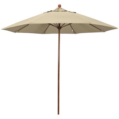 California Umbrella Venture Series 9' Push Lift Umbrella with 1 1/2" American Oak Aluminum Pole - Sunbrella 1A Canopy - Antique Beige Fabric