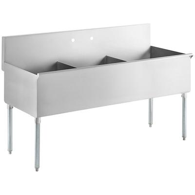 Regency 21" x 24" x 14" Three-Compartment Utility Sink for (1) 8" Center Faucet