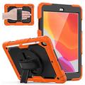 HUEZOE Case Compatible with iPad 10.2 Inch, 2021/2020/2019 Model, Full Body Shockproof Protective Cover with 360 Degree Rotating Stand Hand Strap Shoulder Strap for iPad 9/8/7 Generation, Orange