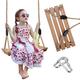 Wood swings, Arc Wooden swing,Hanging Swing Seat for Adult Kids Children Swing Chair Indoor and Outdoor Garden Yard Play (Gold)