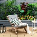 Gartenliege aus Holz, Liegestuhl mit Kissen, Relaxliege klappbar, Strandstuhl grau - Costway