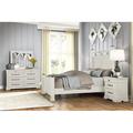 Roundhill Furniture Laria Antique White Finish Wood Panel Bed w/ Dresser, Mirror, & Nightstand Wood in Brown/White | 72 H x 94 D in | Wayfair