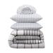 Serta Simply Clean Conrad Variegated Stripe Antimicrobial 7-Piece Complete Bedding Set w/ Sheets /Polyfill/Microfiber in Gray | Wayfair 13513000521